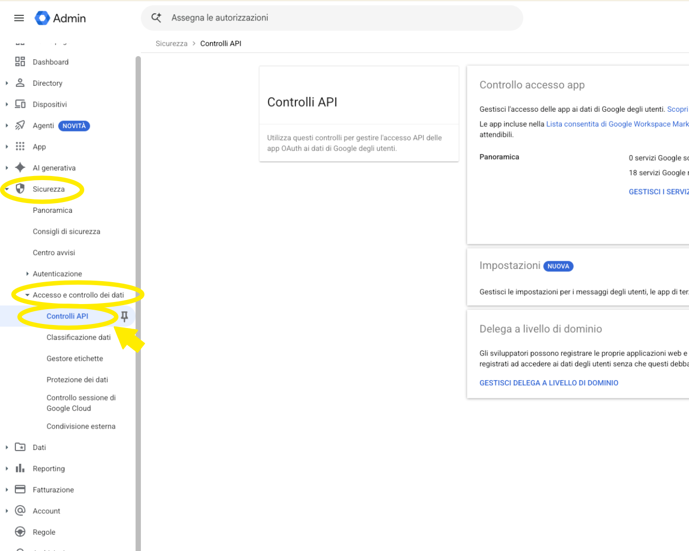 Controlli api Screenshot per configurazione invio mail-step 1
