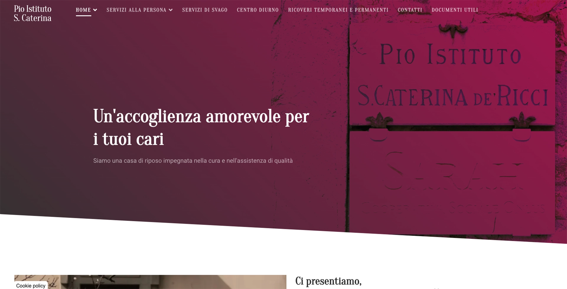 immagine home page del sito RSA Santa Caterina Prato realizzato con un cms